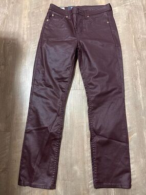 Gap Burgundy Coated Vegan Leather Jeans Pants